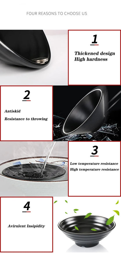 Ramen-Schüssel Schwarzer Kunststoff Japanischer Stil Nudelschüssel