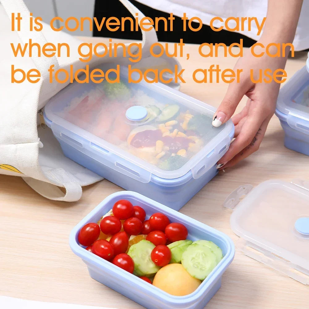 Silicone Collapsible Meal Prep Containers Set - Space-Saving Food Storage with Lids & Vent