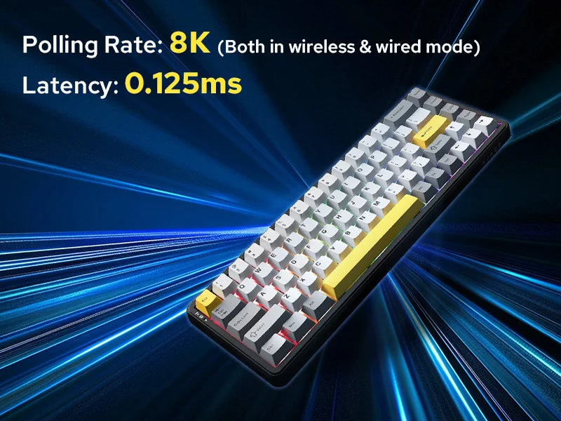 Teclado mecánico 68 teclas inalámbrico Bluetooth RGB efecto Hall