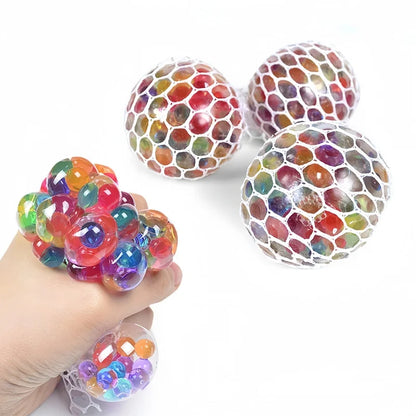 6cm Rainbow Bead Stress Ball Mesh Pinch Pocket Fidget