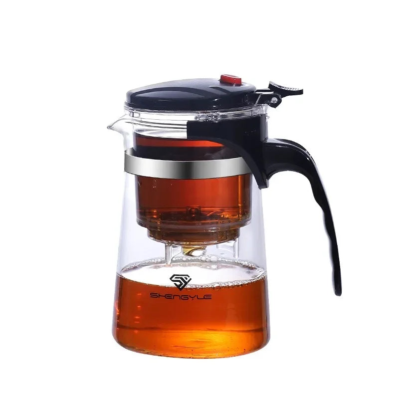 Heat Resistant Glass Teapot With One Click Filter Tea Maker