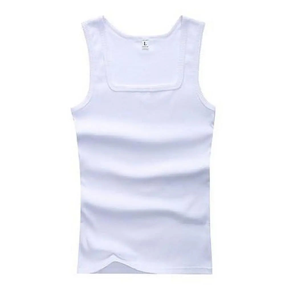 Breathable men's cotton tank top – slash neck, casual fit, solid, summer knit vest