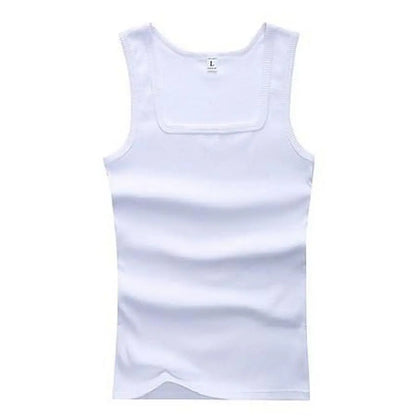 Breathable men's cotton tank top – slash neck, casual fit, solid, summer knit vest