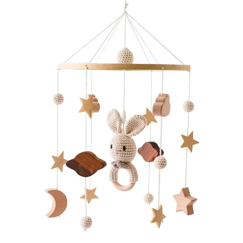 Wooden Baby Mobile Crib Arm Holder Newborn Sensory Toys