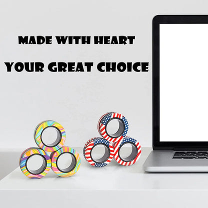 Magnetic Fidget Rings Set 3Pcs Stress Relief Spinner