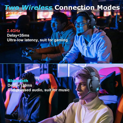 Wireless Gaming Headset Detachable Mic Multi Mode Comfort