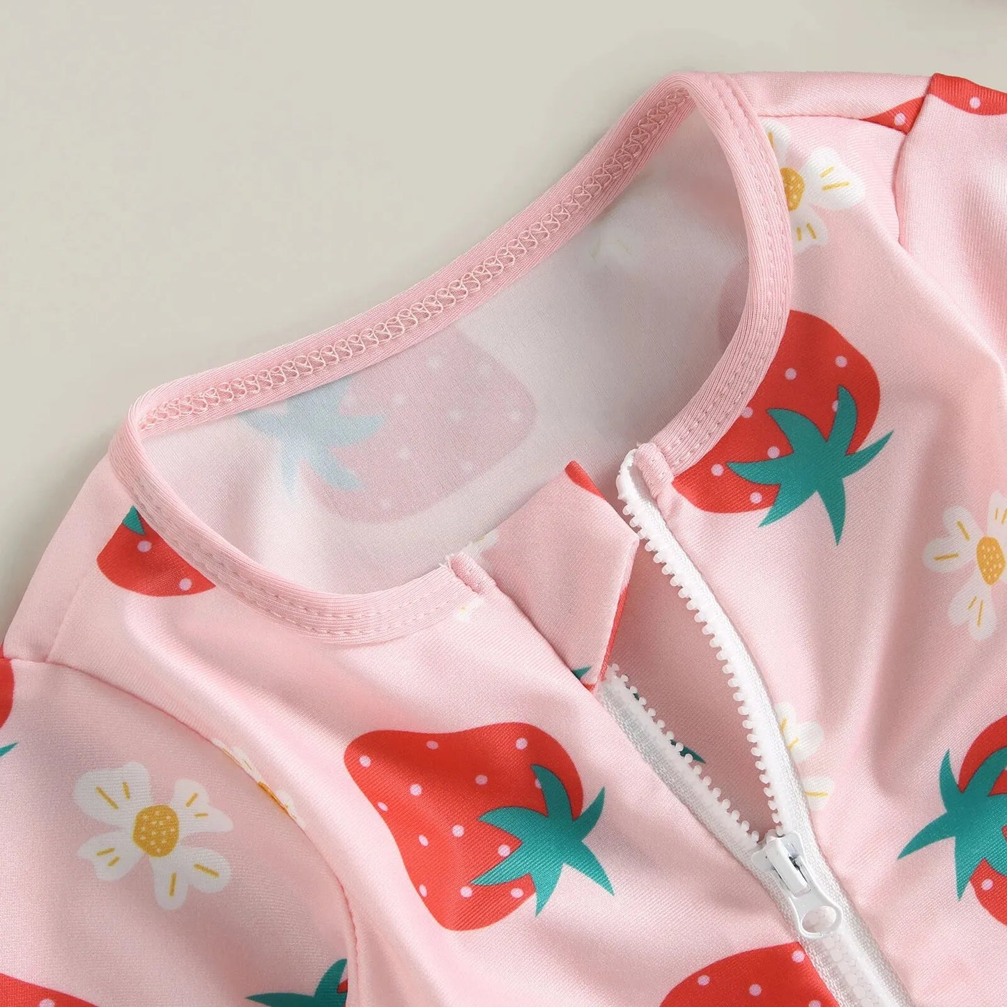 Let spædbarn pige badedragt heldragt – langærmet lynlås, flamingo blomsterprint, polyester, til sommer