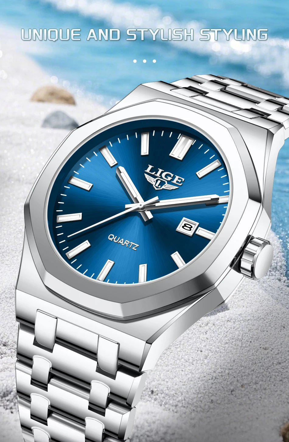 Quartz Watch Stainless Steel Waterproof Luminous Wristwatch