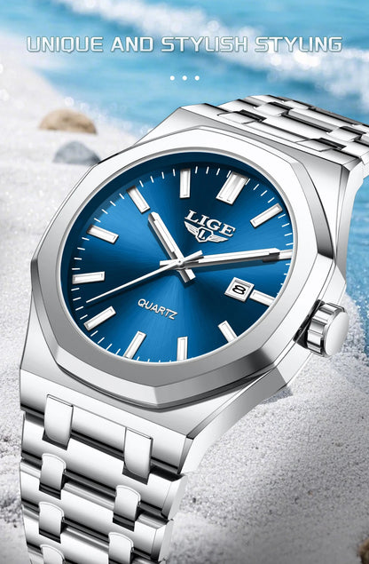 Quartz Watch Stainless Steel Waterproof Luminous Wristwatch