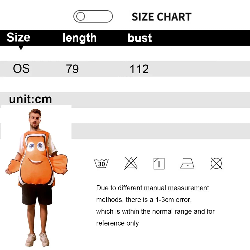 Finding Nemo and Dory Clownfish Cosplay Costume for Adults Carnival Halloween Party 2026