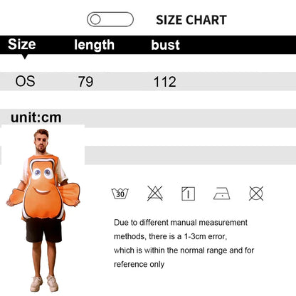 Finding Nemo and Dory Clownfish Cosplay Costume for Adults Carnival Halloween Party 2026