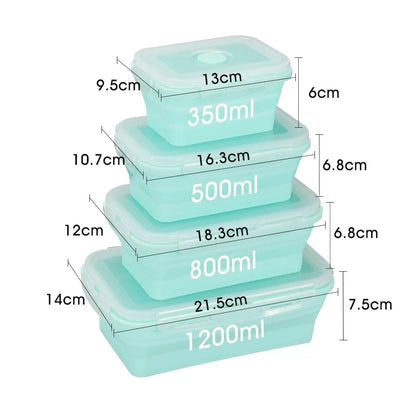 Silicone Collapsible Meal Prep Containers Set - Space-Saving Food Storage with Lids & Vent