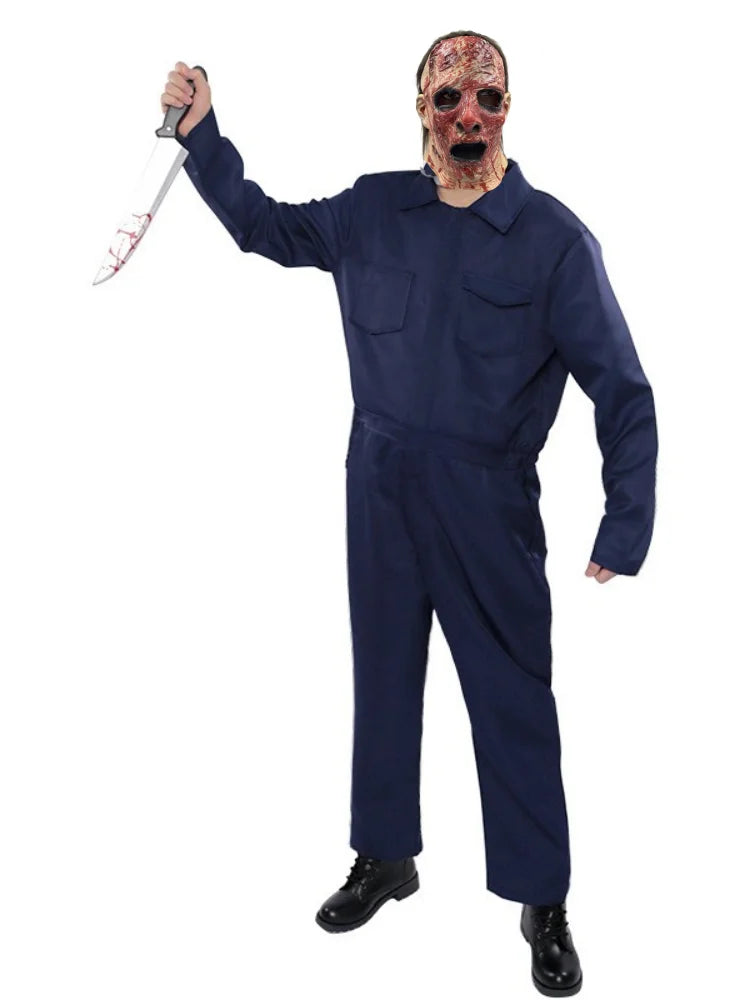 Bloedige slagersmasker van latex met horrortrauma en uitlopende bloeddetails voor volwassenen, Halloween 2026