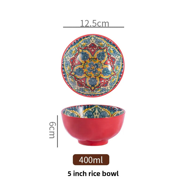 Boheme keramisk riskål retro nudelskål køkkengave