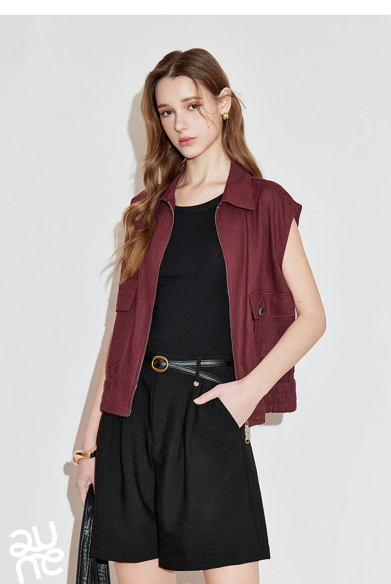 Lightweight Women's Sleeveless Jacket - Linen Cotton, Spring