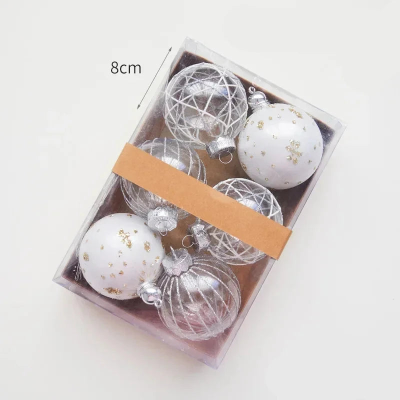 Set of 6 Colorful Christmas Tree Ball Ornaments - 6/8cm Holiday Decorative Spheres for Festive Parties and Gift Giving 2024