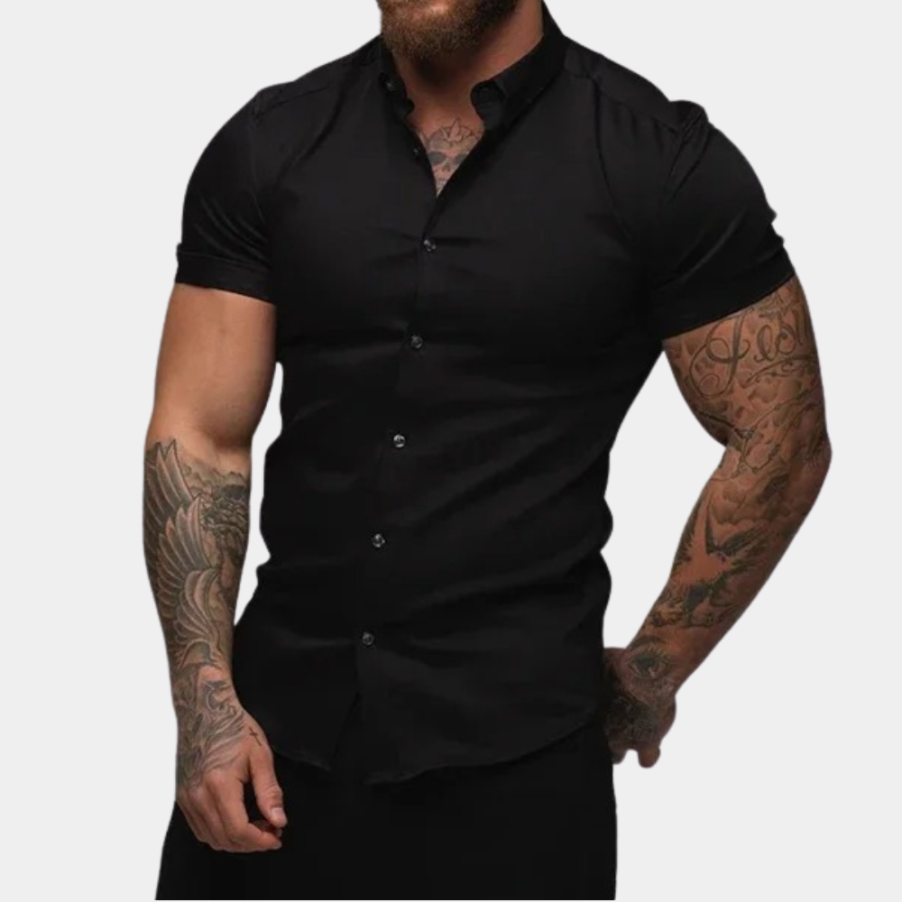 Variant image for Stylish Short Sleeve Men's Shirt in Black, Blue, Gray, Red, and White - Comfortable Casual T-Shirt for Everyday Wear-1