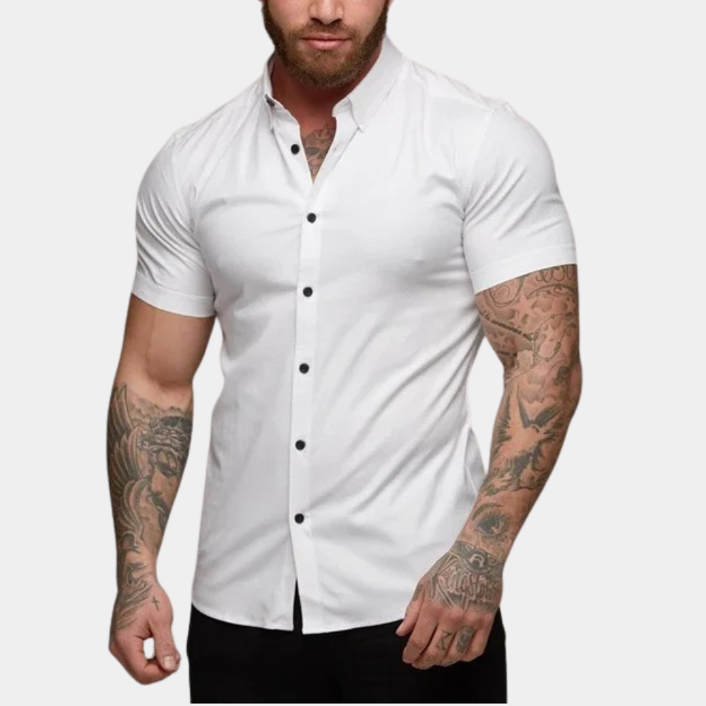 Variant image for Stylish Short Sleeve Men's Shirt in Black, Blue, Gray, Red, and White - Comfortable Casual T-Shirt for Everyday Wear-9