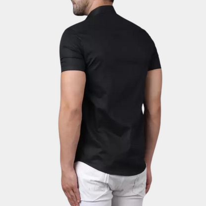 Stylish Short Sleeve Men's Shirt in Black, Blue, Gray, Red, and White - Comfortable Casual T-Shirt for Everyday Wear-2