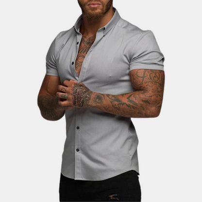 Variant image for Stylish Short Sleeve Men's Shirt in Black, Blue, Gray, Red, and White - Comfortable Casual T-Shirt for Everyday Wear-16