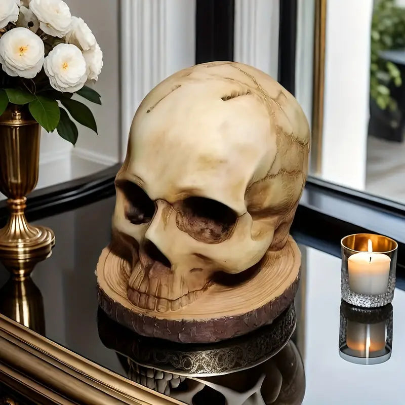 Gothic Skull Knife Holder - Unique Handcrafted Kitchen Decor, Holds 7 Knives