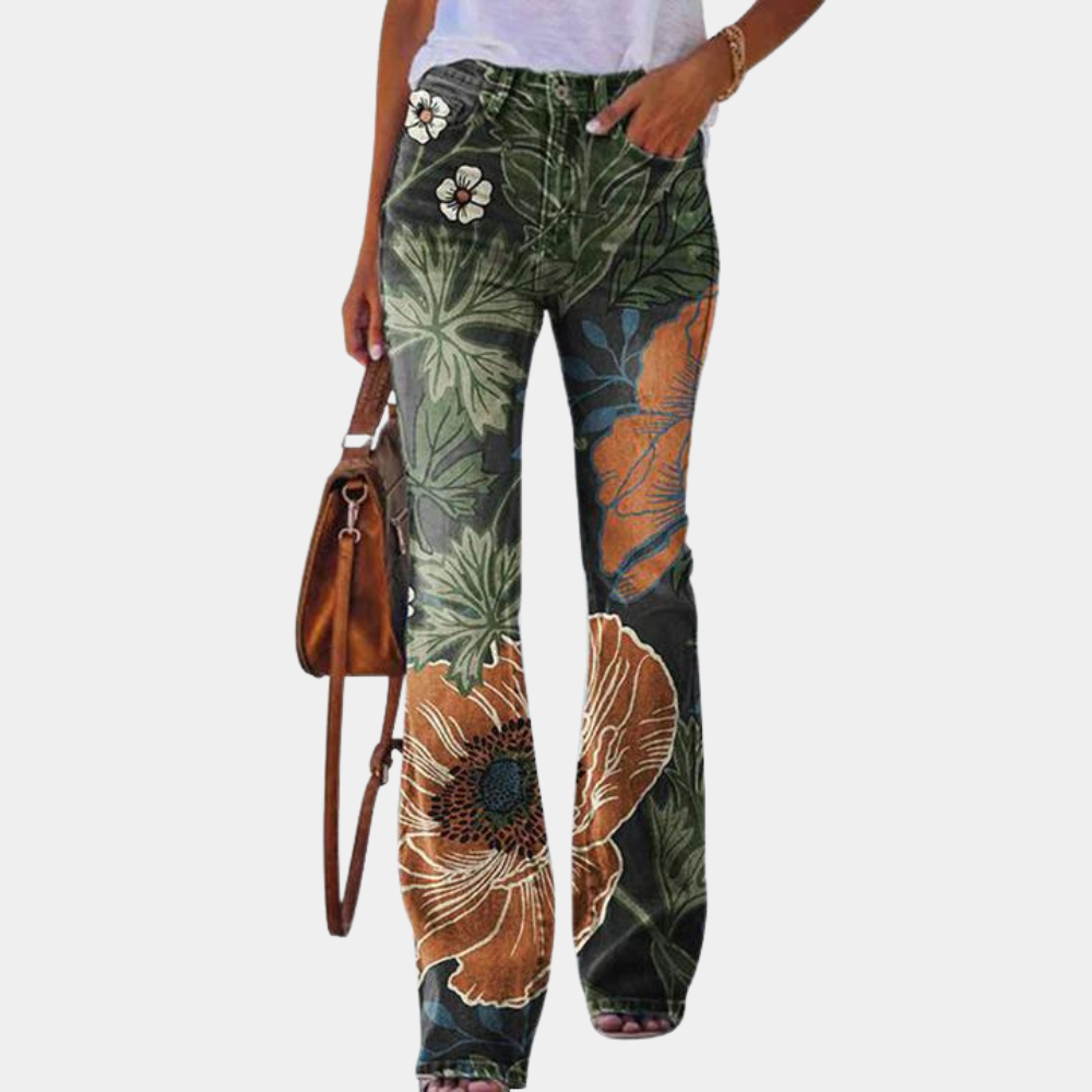 Stretchy women’s flared jeans – button details, comfortable denim, for casual or formal occasions 4