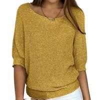 Lightweight Relaxed Women’s Knit Sweater - Batwing, Cotton