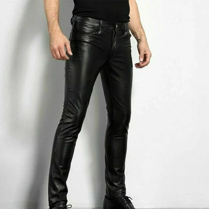Stylish men's slim fit leather pants – tailored design, premium leather, for bold fashion statements 0