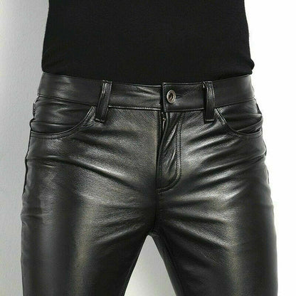 Stylish men's slim fit leather pants – tailored design, premium leather, for bold fashion statements 3