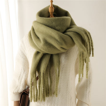 Soft Women’s Scarf - Oversized Fringed Cashmere For Winter