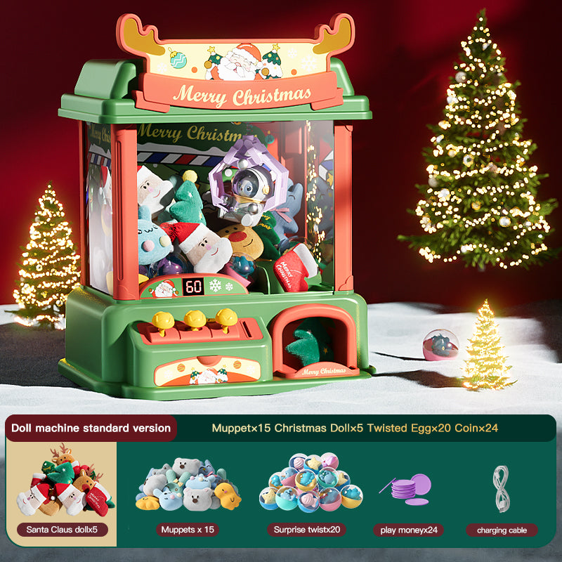 Interactive Christmas Doll Claw Machine Premium Set A - Coin Operated Fun Toy for Kids, Festive Gift Idea