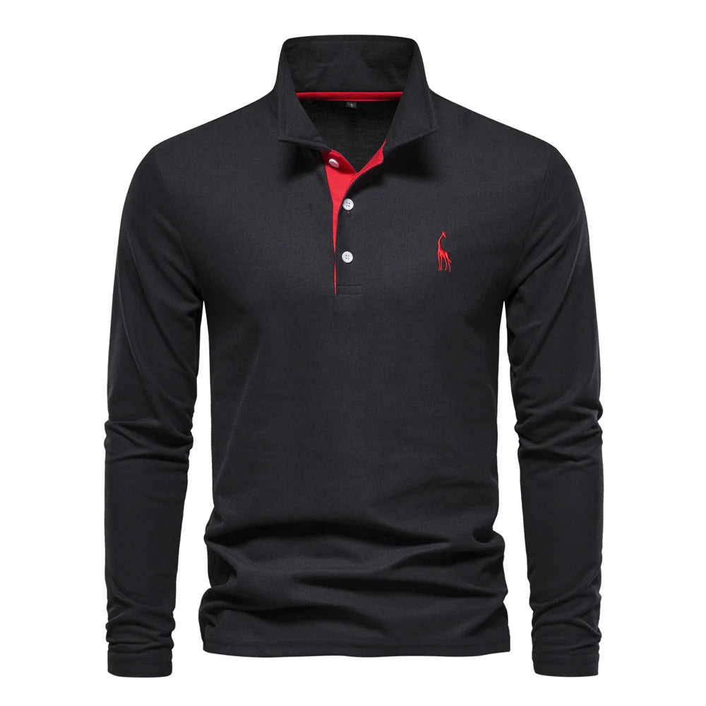 Soft Classic Mens Long Sleeve Polo - Collared Cotton Casual