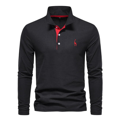 Soft Classic Mens Long Sleeve Polo - Collared Cotton Casual