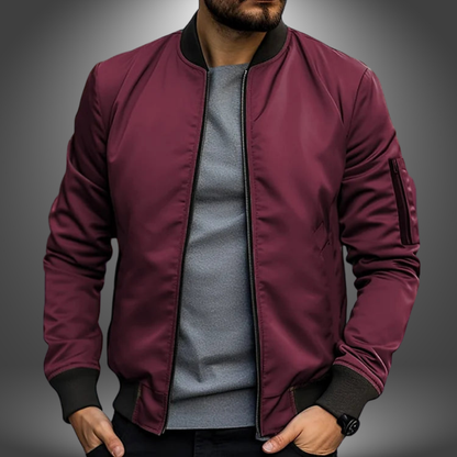 Lightweight Men’s Bomber Jacket – Ribbed Zip, Nylon