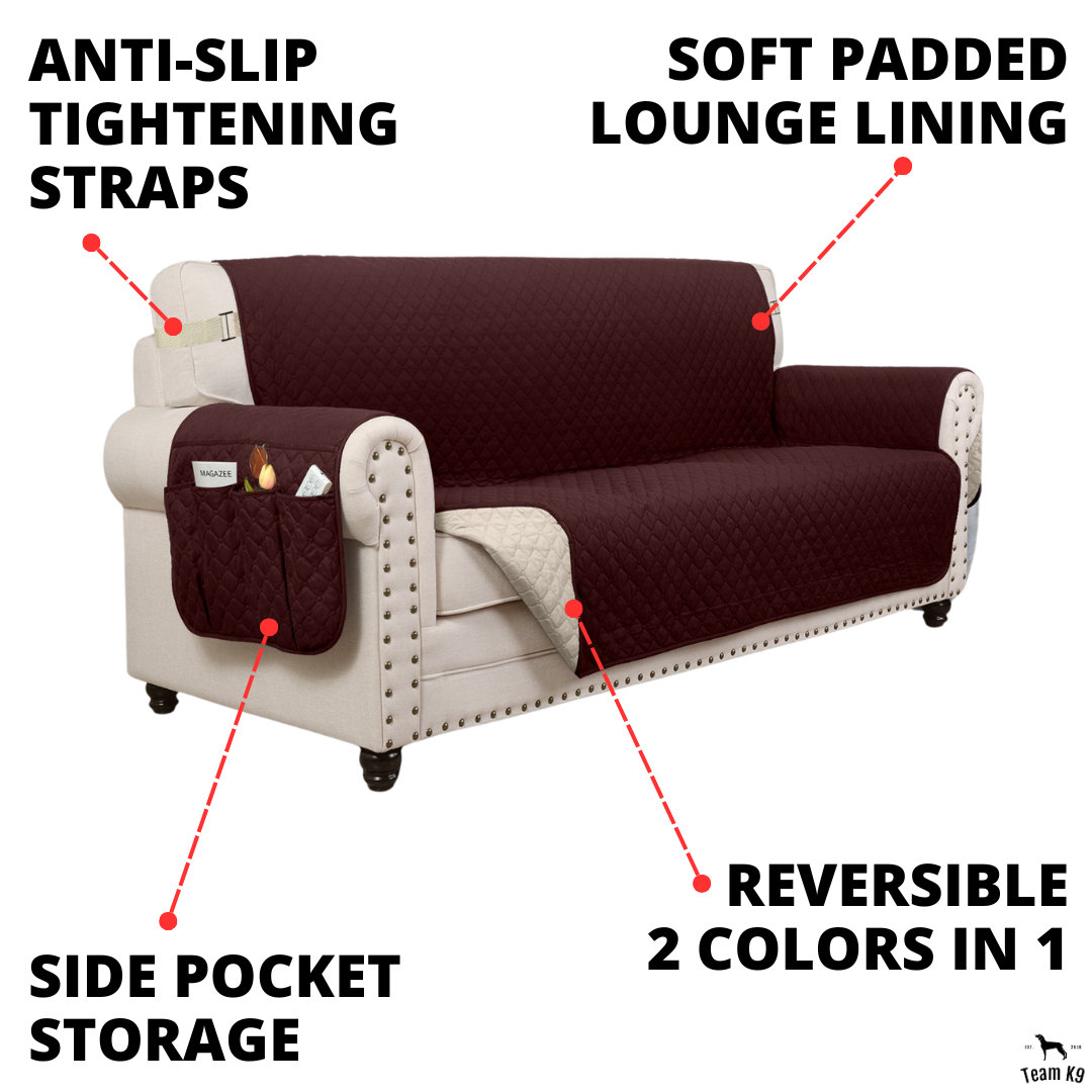 Copertura per divano Protettore per mobili con tasche laterali e cinghie posteriori Colori reversibili Autunno 2025 Amico degli animali domestici