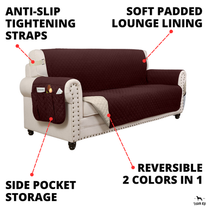 Copertura per divano Protettore per mobili con tasche laterali e cinghie posteriori Colori reversibili Autunno 2025 Amico degli animali domestici