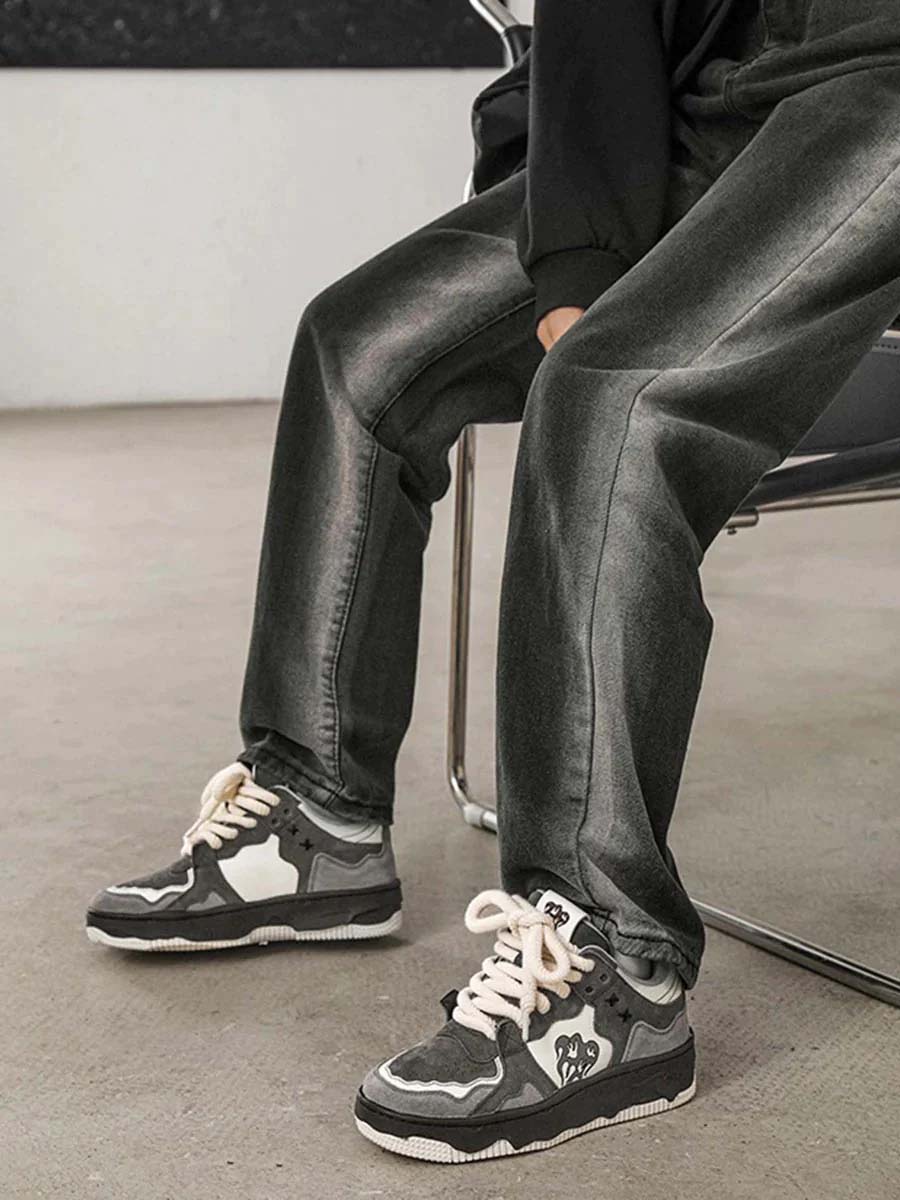 Vintage Men's Skate Shoes, Retro Gray Design, Comfortable Fit, Eco-Friendly Materials, Perfect for Everyday Wear-5