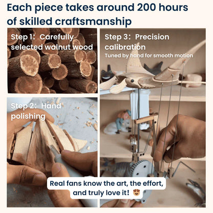 Autómata de Manta Raya de Manivela – Decoración de Madera para Alivio del Estrés