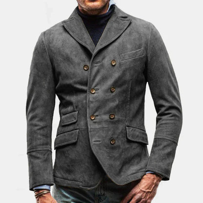 Timeless men's blazer jacket – double-breasted, structured fabric, for autumn 0