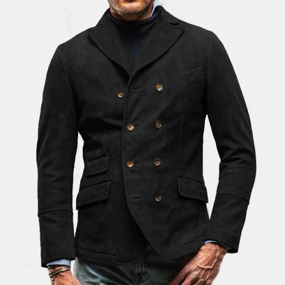 Timeless men's blazer jacket – double-breasted, structured fabric, for autumn 1