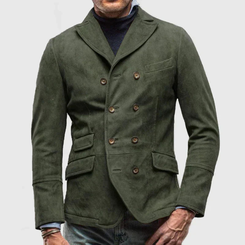 Timeless men's blazer jacket – double-breasted, structured fabric, for autumn 2