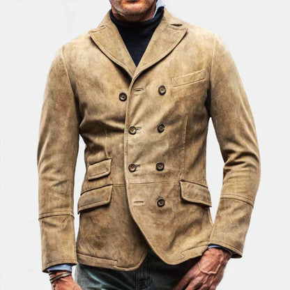 Timeless men's blazer jacket – double-breasted, structured fabric, for autumn 3