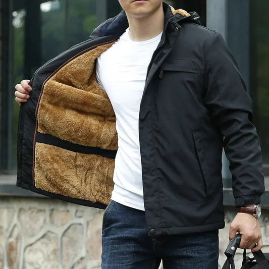 Waterproof Mens Jacket - Hip-Length Fleece-Lined Commute
