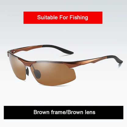 Solbriller fotokromatiske polariserte UV400 kantløse kjørebriller, dag- og nattsyn, lett ramme VT2173