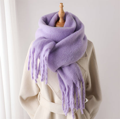 Soft Women’s Scarf - Oversized Fringed Cashmere For Winter