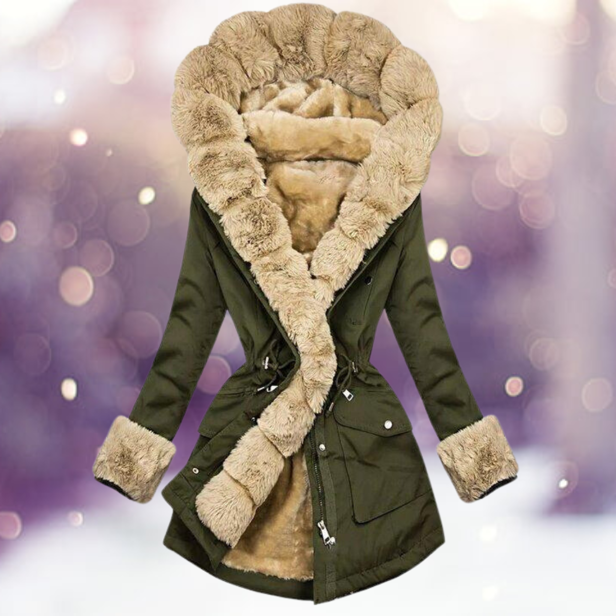 Warm Cozy Women’s Parka - Long Tailored Faux Fur Winter