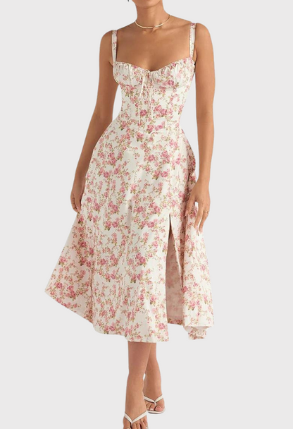 Women's Midi Bustier Corset Dress - Elegant Summer Cocktail Dress in Lightweight Fabric-2