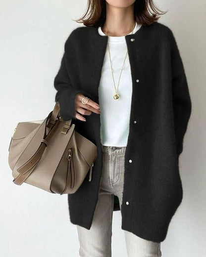 Oversized hyggelig dameknapcardigan – boxy strik, efterår