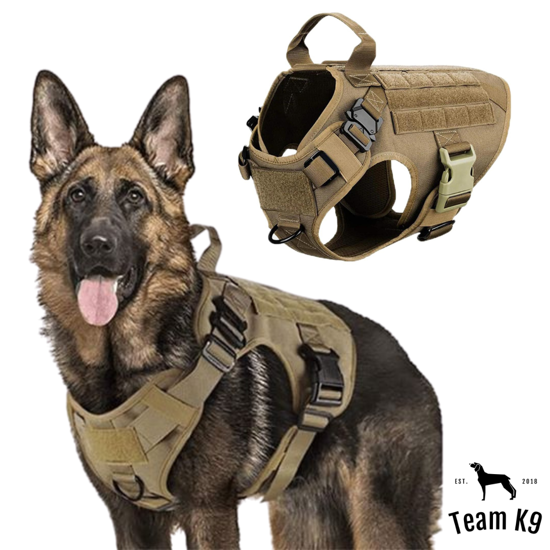 Tactical Dog Harness No-Pull With Front And Back D-Rings Quick-Release Buckles Top Handle Heavy-Duty Training