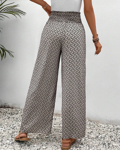 Relaxed Wide Leg Pants for Women, Flowy Palazzo Trousers with Elastic Waistband and Breathable Fabric-2